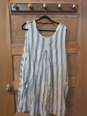 Zara White & Navy Striped Sleeveless Dress